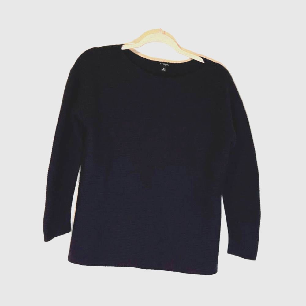 Talbots Petites Sweater M Navy Blue Lambswool Blnd Preppy Dark Academia Heritage - Picture 3 of 9